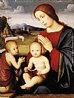 Baptist Canvas Paintings - Madonna and Child with the Infant St John the Baptist